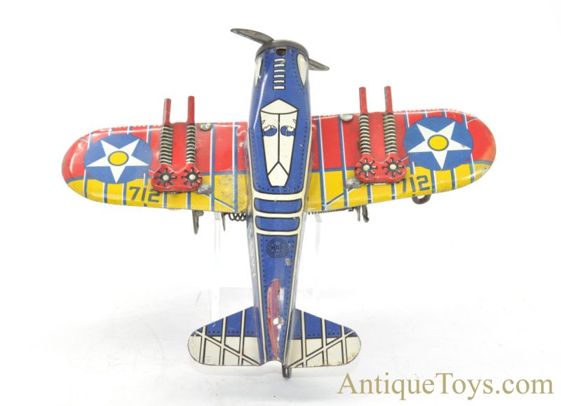 1930’s Marx Toys U.S. Army "Pursuit Plane" Fighter Jet #712 Tin Lithographed Windup Toy <FONT COLOR="ff000 ">*SOLD*</font> - Image 6