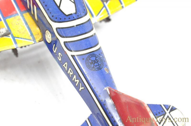 1930’s Marx Toys U.S. Army "Pursuit Plane" Fighter Jet #712 Tin Lithographed Windup Toy <FONT COLOR="ff000 ">*SOLD*</font> - Image 8