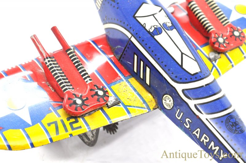 1930’s Marx Toys U.S. Army "Pursuit Plane" Fighter Jet #712 Tin Lithographed Windup Toy <FONT COLOR="ff000 ">*SOLD*</font> - Image 9