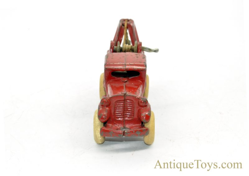 AC Williams ca. 1930's Red Cast Iron “Wrecker” #3468 with Hook & Rubber Tires Tow Truck Toy <FONT COLOR="ff000 ">*SOLD*</font> - Image 5