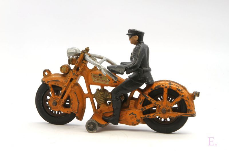 Hubley Harley Davidson Cast Iron in Orange with Policeman <FONT COLOR="ff000 ">*SOLD*</font> - Image 5
