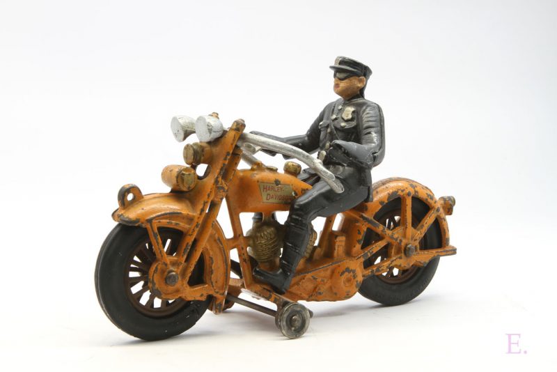 Hubley Harley Davidson Cast Iron in Orange with Policeman <FONT COLOR="ff000 ">*SOLD*</font> - Image 9