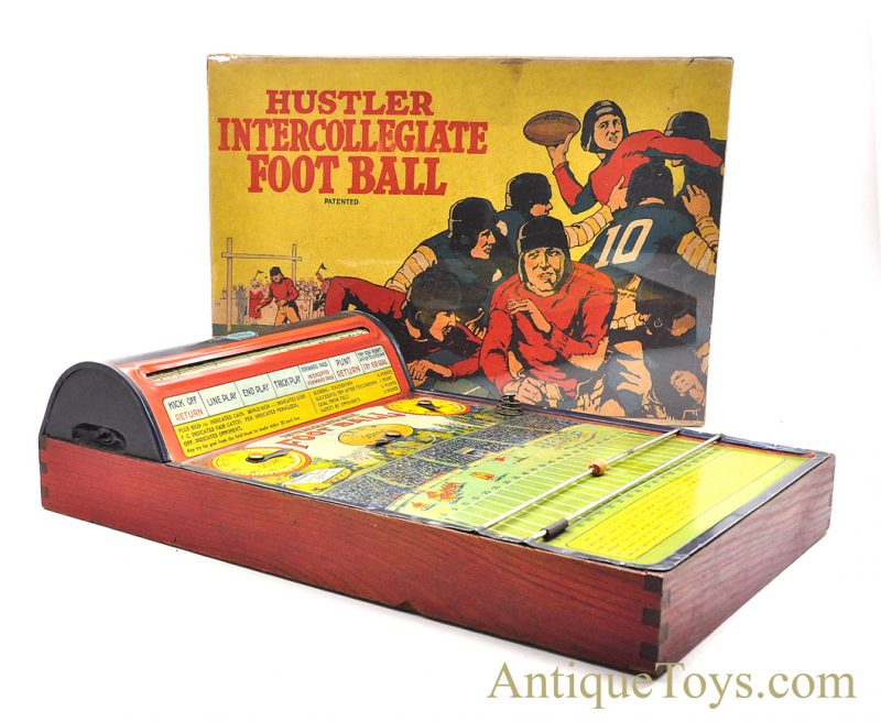 Hustler Toy Corporation/Frantz ca. Late 1920’s Hustler Intercollegiate Football Tin Lithographed Mechanical Game with Box <FONT COLOR="ff000 ">*SOLD*</font>