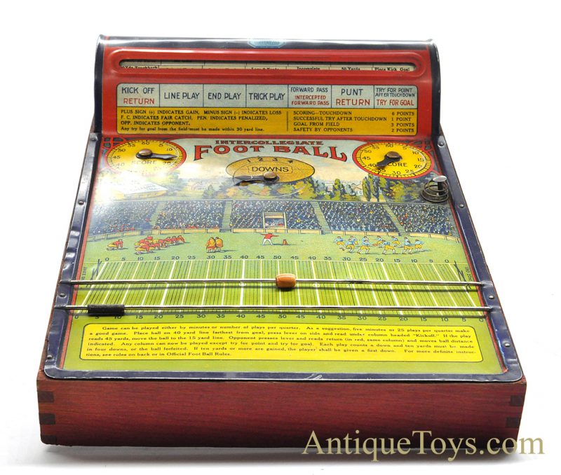 Hustler Toy Corporation/Frantz ca. Late 1920’s Hustler Intercollegiate Football Tin Lithographed Mechanical Game with Box <FONT COLOR="ff000 ">*SOLD*</font> - Image 3