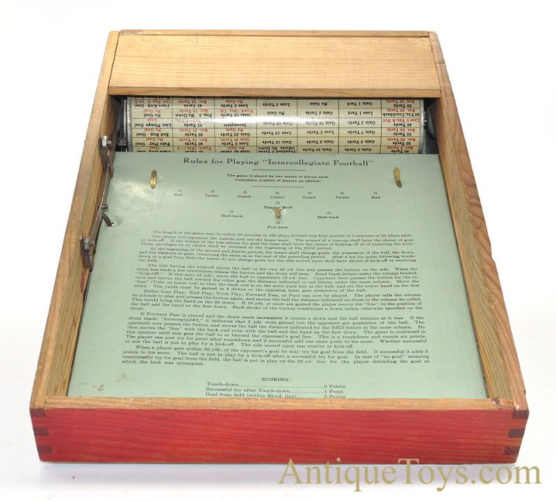 Hustler Toy Corporation/Frantz ca. Late 1920’s Hustler Intercollegiate Football Tin Lithographed Mechanical Game with Box <FONT COLOR="ff000 ">*SOLD*</font> - Image 7