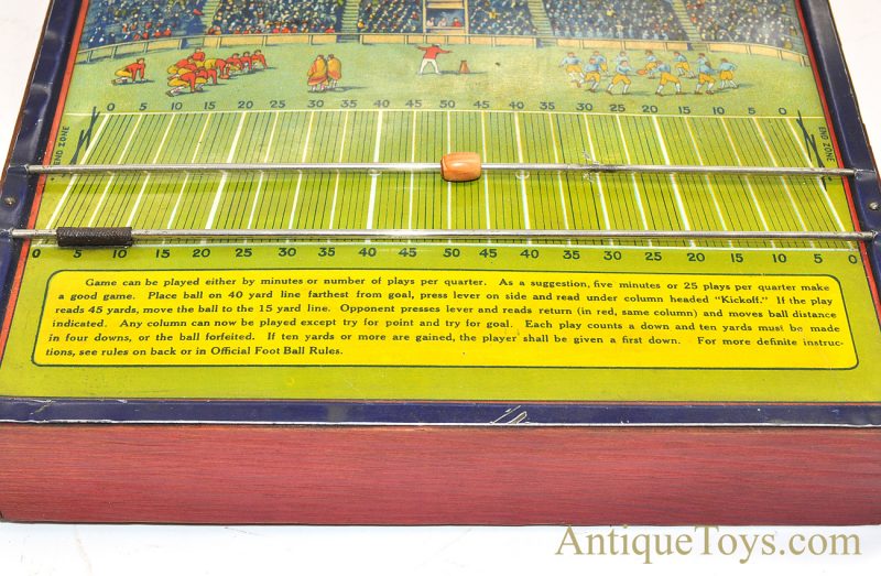 Hustler Toy Corporation/Frantz ca. Late 1920’s Hustler Intercollegiate Football Tin Lithographed Mechanical Game with Box <FONT COLOR="ff000 ">*SOLD*</font> - Image 9