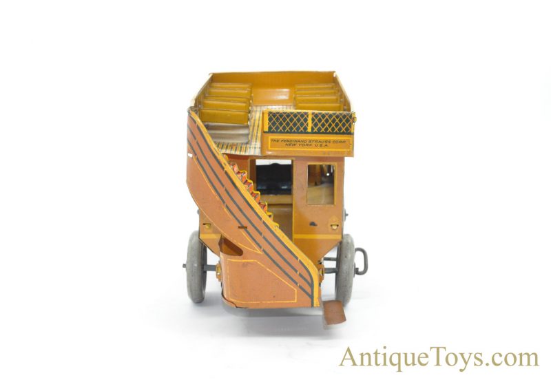 Antique ca. 1930's Strauss Rare Orange "Interstate Bus" #109 Tin Lithographed Windup Toy for Sale <FONT COLOR="ff000 ">*SOLD*</font> - Image 4