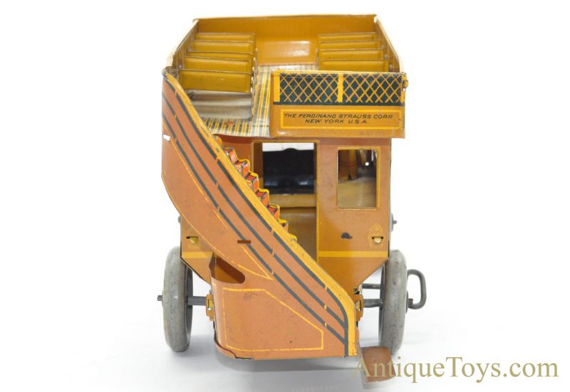 Antique ca. 1930's Strauss Rare Orange "Interstate Bus" #109 Tin Lithographed Windup Toy for Sale <FONT COLOR="ff000 ">*SOLD*</font> - Image 5