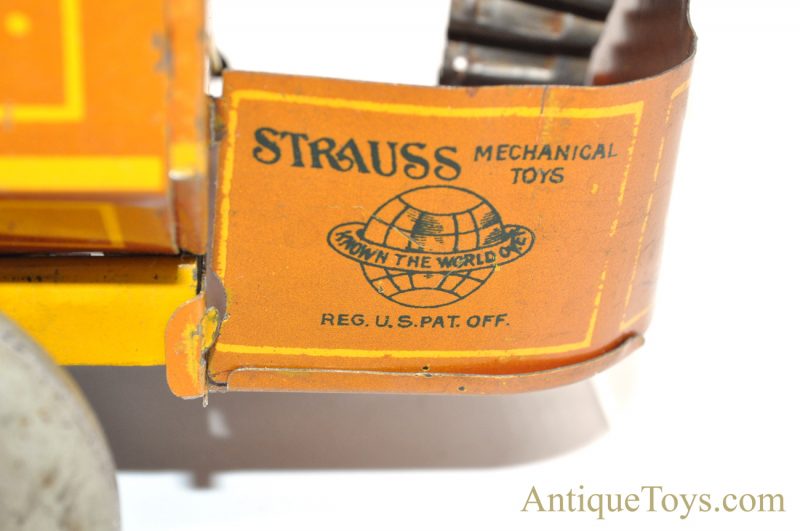 Antique ca. 1930's Strauss Rare Orange "Interstate Bus" #109 Tin Lithographed Windup Toy for Sale <FONT COLOR="ff000 ">*SOLD*</font> - Image 10