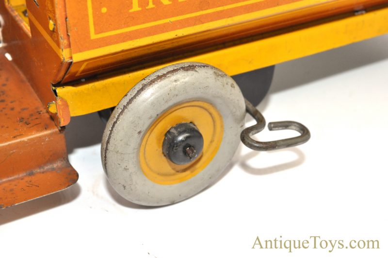 Antique ca. 1930's Strauss Rare Orange "Interstate Bus" #109 Tin Lithographed Windup Toy for Sale <FONT COLOR="ff000 ">*SOLD*</font> - Image 11