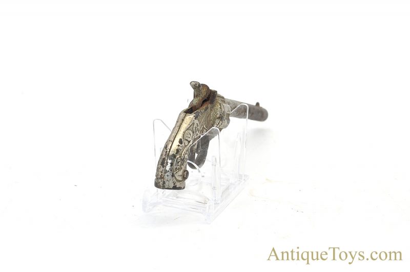 J.E. Stevens Cast Iron Nickel Finish Long Barrel "King" Toy Cap Gun Pistol <FONT COLOR="ff000 ">*SOLD*</font> - Image 4