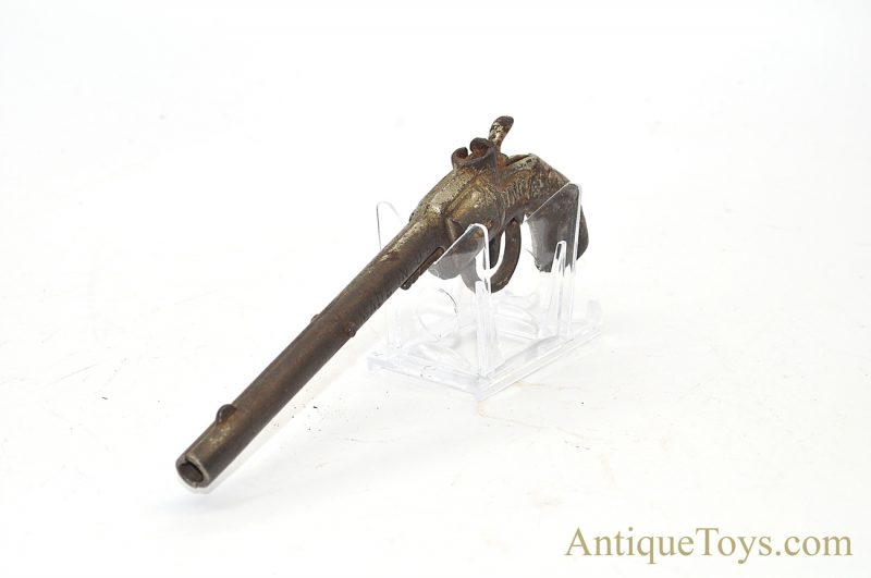 J.E. Stevens Cast Iron Nickel Finish Long Barrel "King" Toy Cap Gun Pistol <FONT COLOR="ff000 ">*SOLD*</font> - Image 5