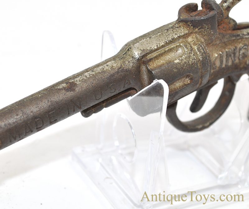 J.E. Stevens Cast Iron Nickel Finish Long Barrel "King" Toy Cap Gun Pistol <FONT COLOR="ff000 ">*SOLD*</font> - Image 6