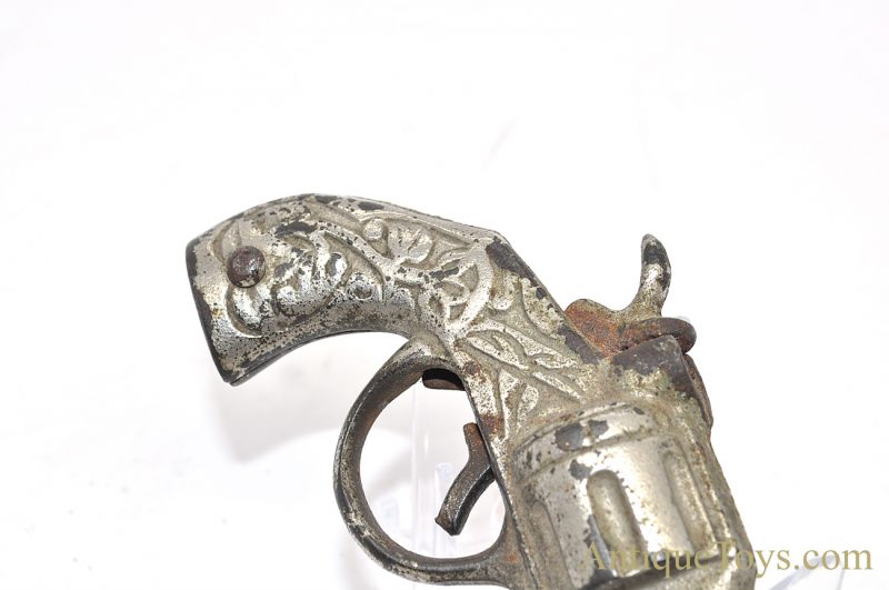 J.E. Stevens Cast Iron Nickel Finish Long Barrel "King" Toy Cap Gun Pistol <FONT COLOR="ff000 ">*SOLD*</font> - Image 8