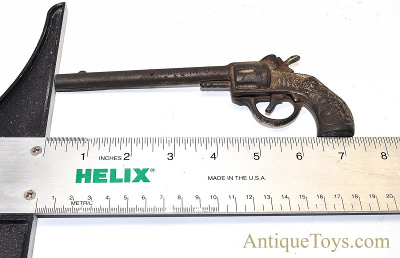 J.E. Stevens Cast Iron Nickel Finish Long Barrel "King" Toy Cap Gun Pistol <FONT COLOR="ff000 ">*SOLD*</font> - Image 9