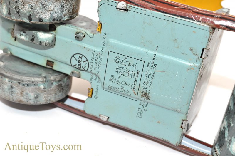 Vintage Ca. 1960’s Marx Fred “Flintstone Flivver” Rare Tin Lithographed Friction Car <FONT COLOR="ff000 ">*SOLD*</font> - Image 8