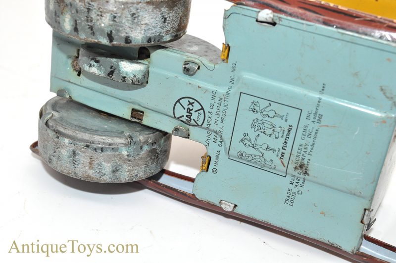 Vintage Ca. 1960’s Marx Fred “Flintstone Flivver” Rare Tin Lithographed Friction Car <FONT COLOR="ff000 ">*SOLD*</font> - Image 9