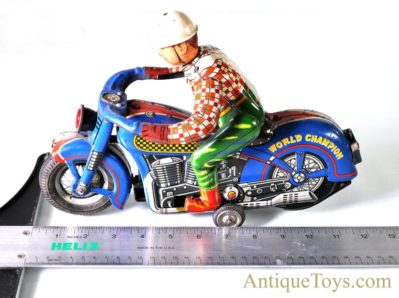 Rare Vintage Masudaya Modern Toys Battery Operated Tin Lithographed "World Champion" Motorcycle Made in Japan <FONT COLOR="ff000 ">*SOLD*</font> - Image 13