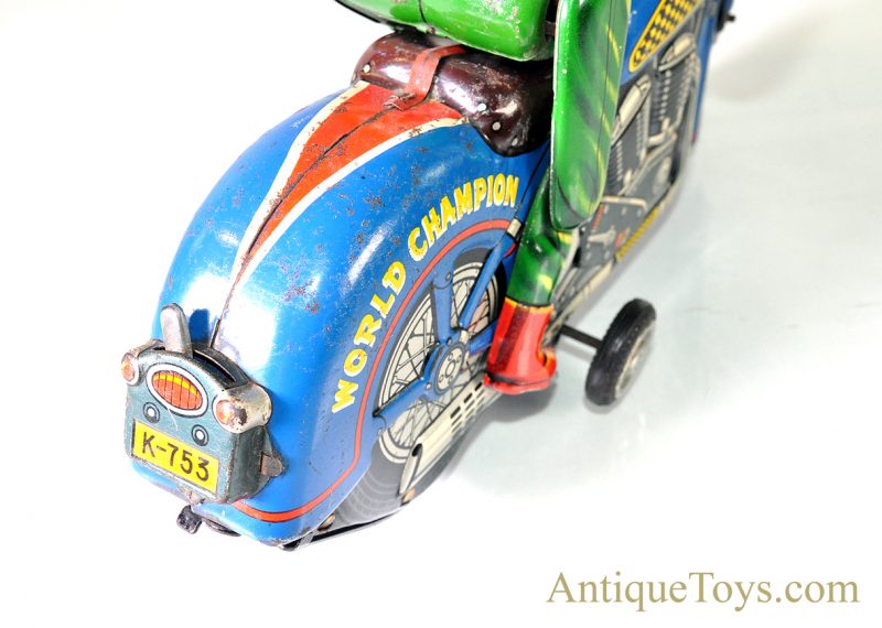 Rare Vintage Masudaya Modern Toys Battery Operated Tin Lithographed "World Champion" Motorcycle Made in Japan <FONT COLOR="ff000 ">*SOLD*</font> - Image 9