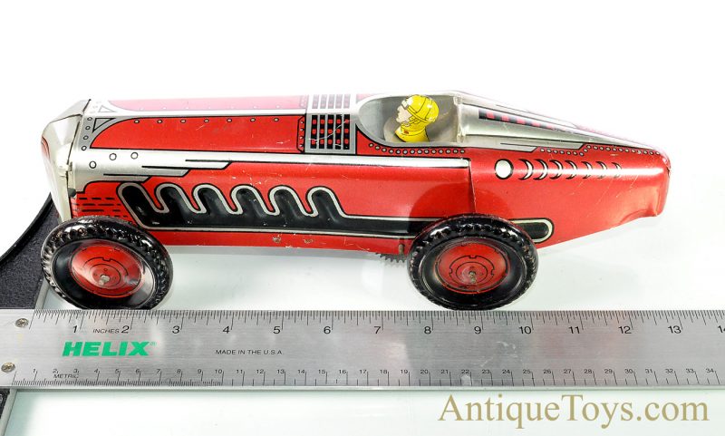 Ca. 1940’s Marx Red “Mechanical Speed Racer” Tin Lithographed Windup Racecar <FONT COLOR="ff000 ">*SOLD*</font> - Image 11