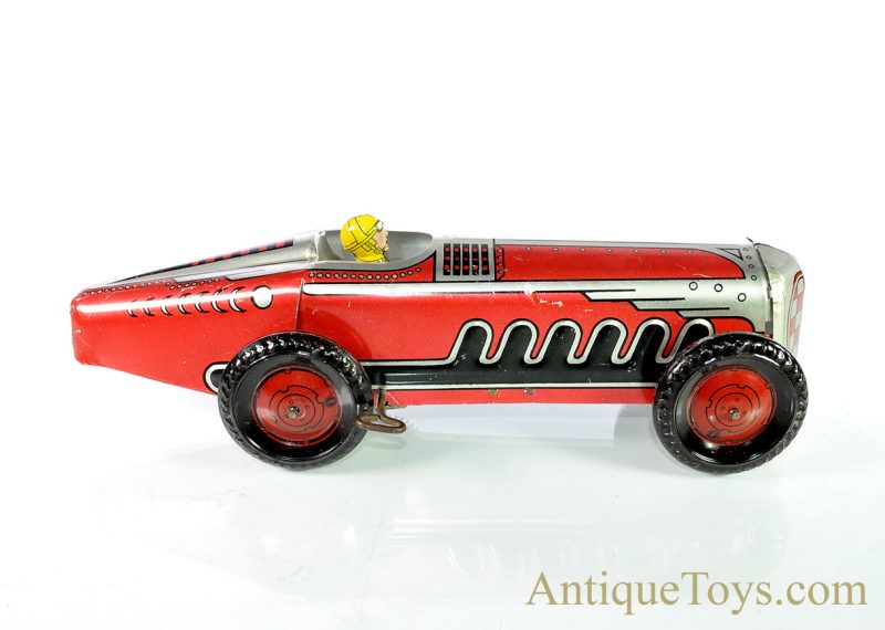 Ca. 1940’s Marx Red “Mechanical Speed Racer” Tin Lithographed Windup Racecar <FONT COLOR="ff000 ">*SOLD*</font> - Image 2