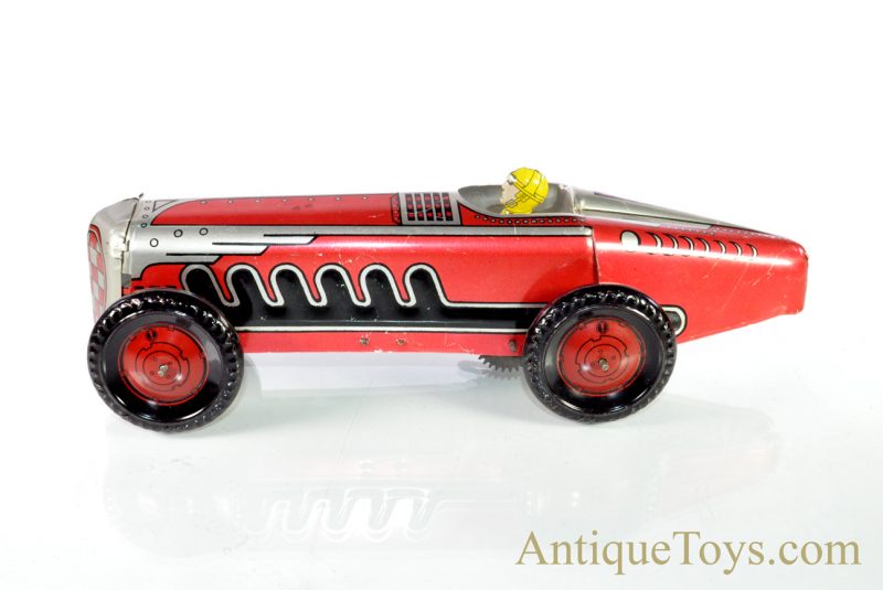 Ca. 1940’s Marx Red “Mechanical Speed Racer” Tin Lithographed Windup Racecar <FONT COLOR="ff000 ">*SOLD*</font> - Image 4