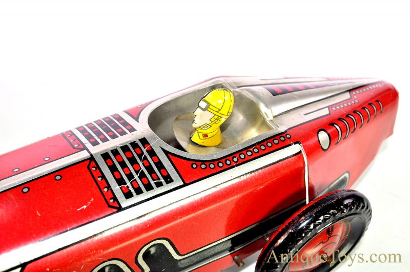 Ca. 1940’s Marx Red “Mechanical Speed Racer” Tin Lithographed Windup Racecar <FONT COLOR="ff000 ">*SOLD*</font> - Image 7
