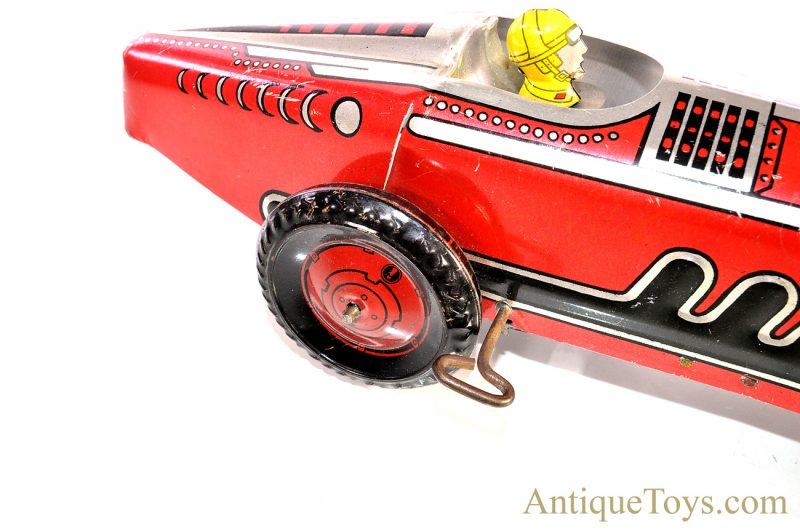 Ca. 1940’s Marx Red “Mechanical Speed Racer” Tin Lithographed Windup Racecar <FONT COLOR="ff000 ">*SOLD*</font> - Image 9