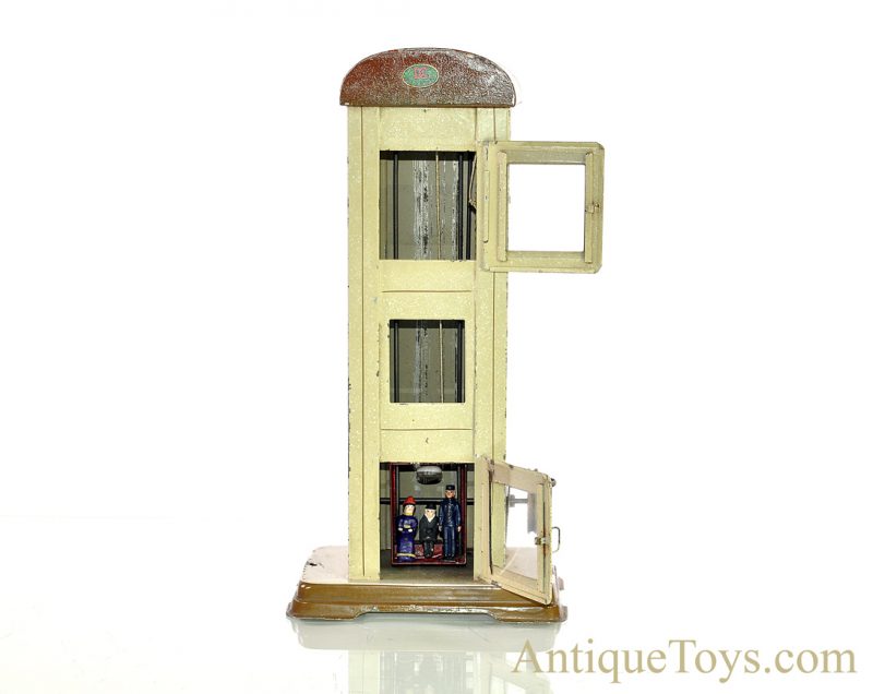 Doll & Co Hand Painted & Lithographed Tin Elevator with Battery Operated Light from M. Hirschberg Collection German Steam Accessory Toy for Sale - Image 3