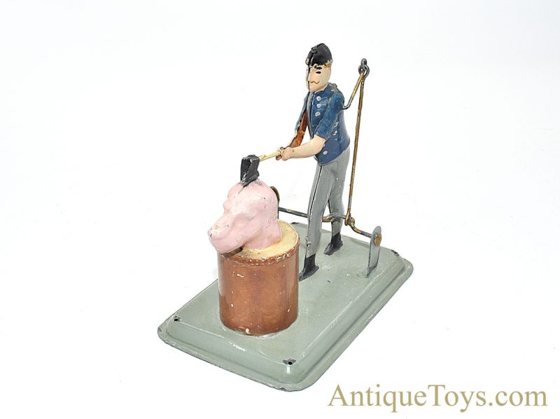 Becker ca. 1910 “Butcher Cleaving Dog’s Head” Hand Painted German Tin Steam Toy Accessory Hirschberg Collection <FONT COLOR="ff000 ">*SOLD*</font> - Image 4