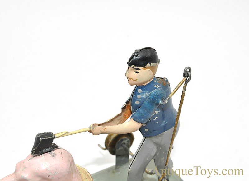 Becker ca. 1910 “Butcher Cleaving Dog’s Head” Hand Painted German Tin Steam Toy Accessory Hirschberg Collection <FONT COLOR="ff000 ">*SOLD*</font> - Image 6