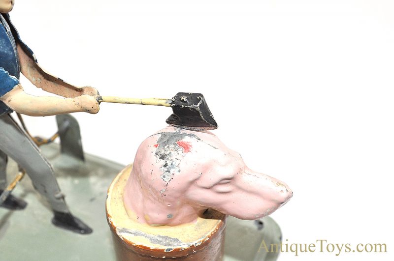 Becker ca. 1910 “Butcher Cleaving Dog’s Head” Hand Painted German Tin Steam Toy Accessory Hirschberg Collection <FONT COLOR="ff000 ">*SOLD*</font> - Image 8
