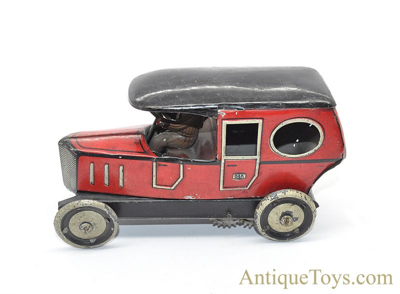 Antique ca. 1904 G&K Gundka Tin Lithographed Windup Red Limo #545 German Vehicle <FONT COLOR="ff000 ">*SOLD*</font> - Image 4