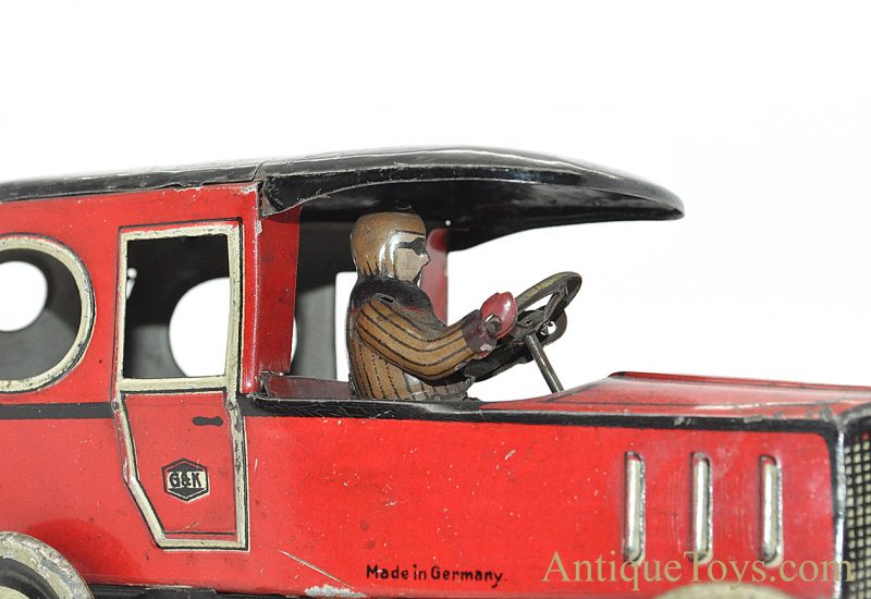 Antique ca. 1904 G&K Gundka Tin Lithographed Windup Red Limo #545 German Vehicle <FONT COLOR="ff000 ">*SOLD*</font> - Image 11