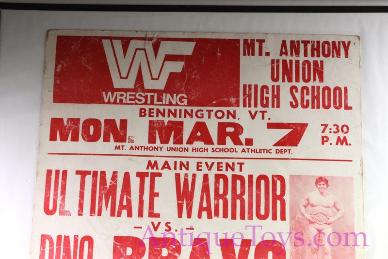 WWF Ultimate Warrior vs Tony Bravo Headliner Wrestling Poster <FONT COLOR="ff000 ">*SOLD*</font>