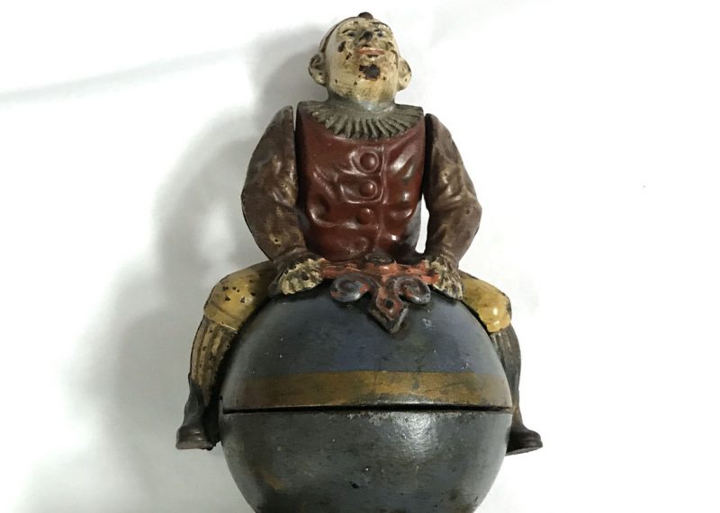 J & E Stevens Cast Iron Clown Bank <FONT COLOR="ff000 ">*SOLD*</font>