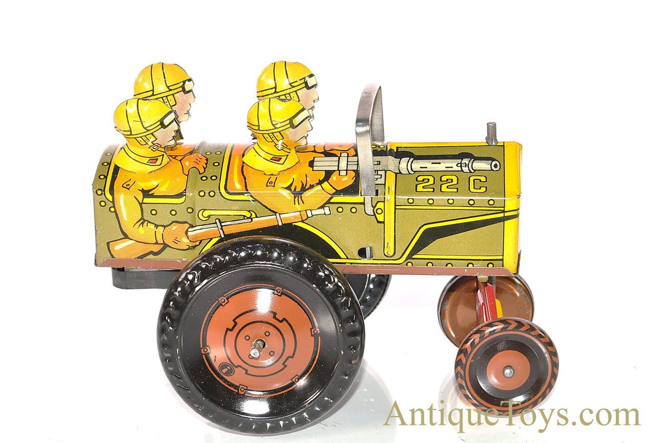 Vintage ca. 1940's Marx Lithographed Tin Windup “Jumpin Jeep