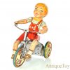 Vintage ca. 1930's Unique Art Tin Lithographed Windup "Kiddy Cyclist" with Box for Sale - Image 4