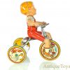 Vintage ca. 1930's Unique Art Tin Lithographed Windup "Kiddy Cyclist" with Box for Sale - Image 5