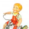 Vintage ca. 1930's Unique Art Tin Lithographed Windup "Kiddy Cyclist" with Box for Sale - Image 2