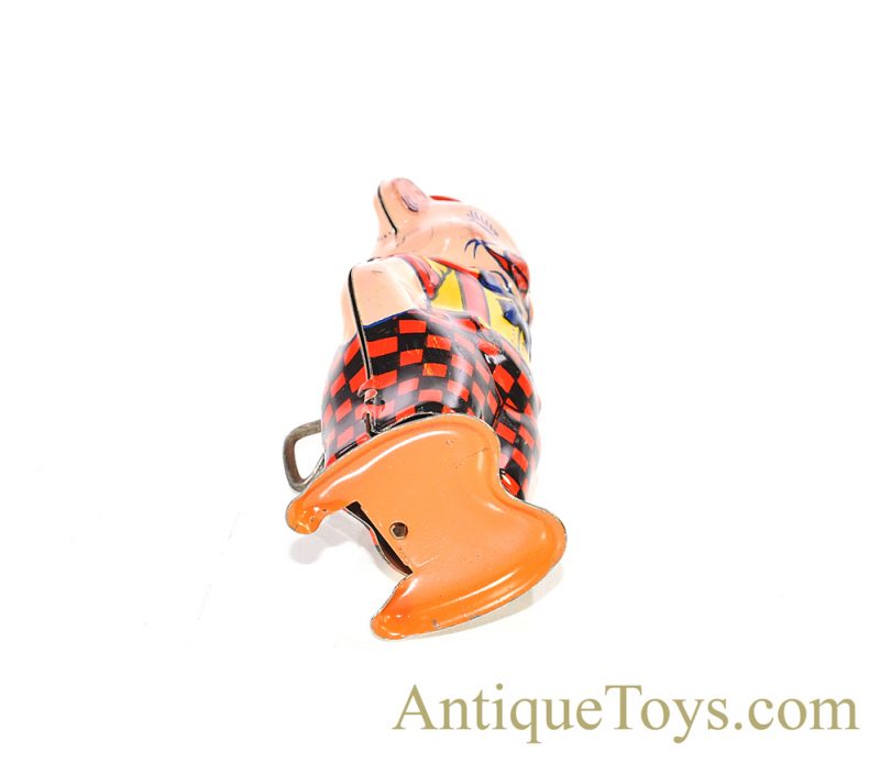 Vintage ca. 1940’s J. Chein Pig in Checkered Pants Windup Lithographed Tin Toy for Sale - Image 7