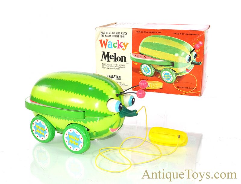 Cragstan/Vanda ca. 1960's "Wacky Melon" Pull Toy in Box <FONT COLOR="ff000 ">*SOLD*</font>