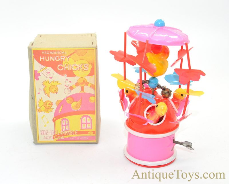 Vintage ca. 1950's T.A. Mechanical Hungry Chicks "Non-Inflammable" Acetiloid/Plastic Japanese Windup Toy <FONT COLOR="ff000 ">*SOLD*</font>