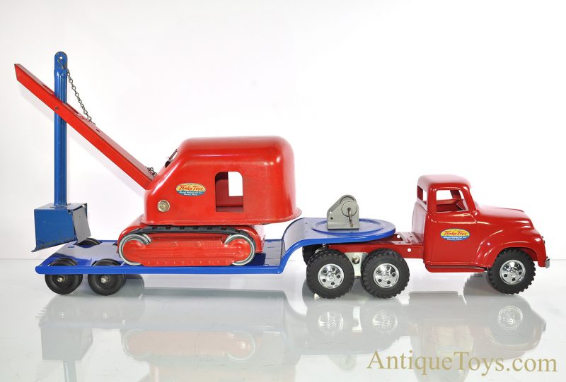 1955 Tonka Toys No. 120-5 Custom Restoration Tractor, Carry-All Trailer with Original Non-Restored No. 50 Steam Shovel <FONT COLOR="ff000 ">*SOLD*</font>