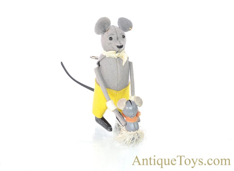 Schuco Hopsa Felt and Lithographed Tin Windup Mouse and Baby <FONT COLOR="ff000 ">*SOLD*</font>