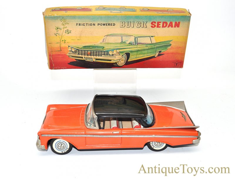 Yonezawa Toys (Y) Tin Lithographed Friction Powered Coral & Silver Buick Sedan #10509 in Box <FONT COLOR="ff000 ">*SOLD*</font>
