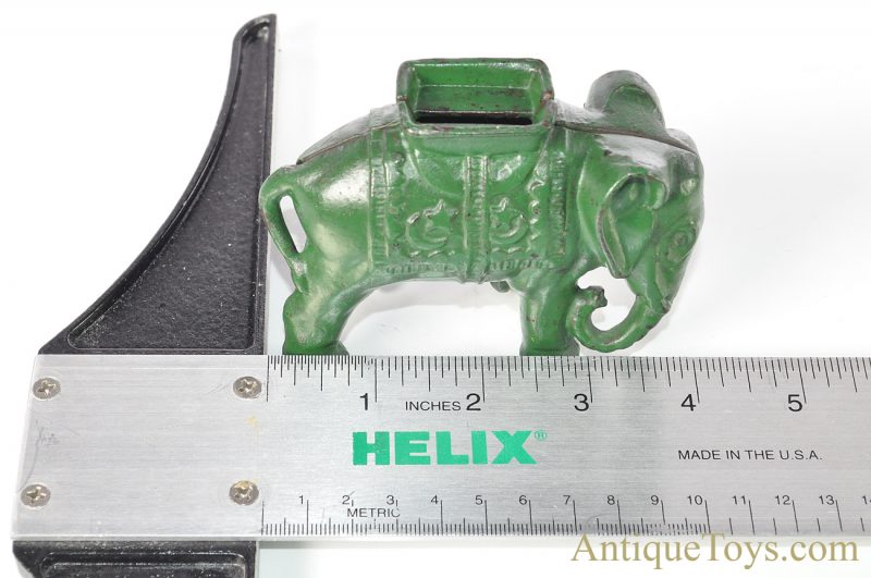 A.C. Williams ca. 1912-1934 Cast Iron Elephant Toy Bank Green <FONT COLOR="ff000 ">*SOLD*</font> - Image 6