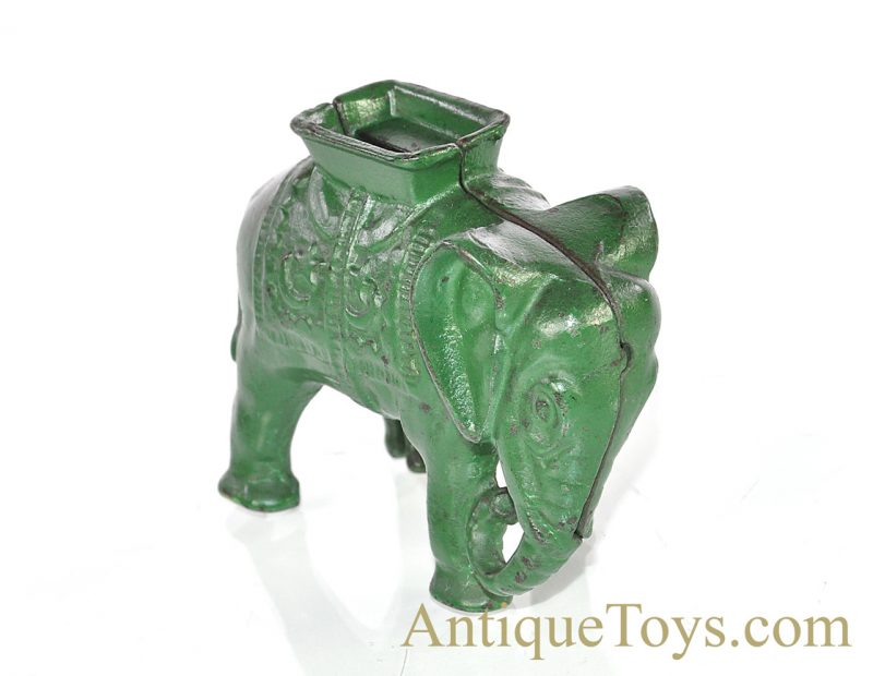 A.C. Williams ca. 1912-1934 Cast Iron Elephant Toy Bank Green <FONT COLOR="ff000 ">*SOLD*</font> - Image 4
