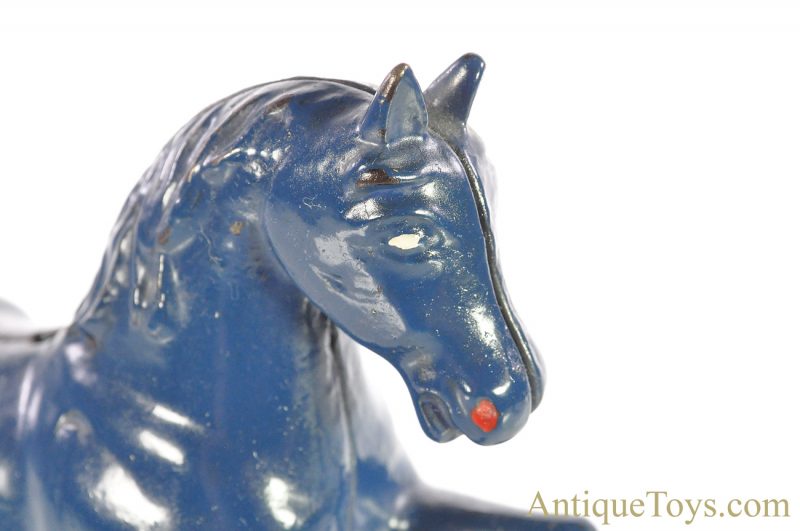 AC Williams/Arcade ca. 1910-1934  No. 4348 Variation Cast Iron Large Prancing Horse Blue Still Penny Coin Bank <FONT COLOR="ff000 ">*SOLD*</font> - Image 9