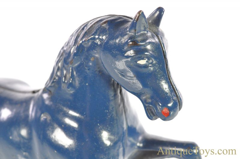 AC Williams/Arcade ca. 1910-1934  No. 4348 Variation Cast Iron Large Prancing Horse Blue Still Penny Coin Bank <FONT COLOR="ff000 ">*SOLD*</font> - Image 10